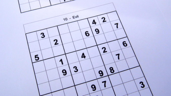 Evil level sudoku puzzle book not yet filled in