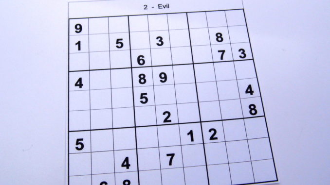 Evil level sudoku puzzle book at the start