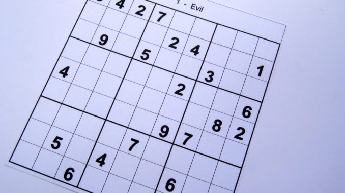 Evil level sudoku puzzle ready to start