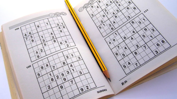 Opened sudoku puzzle book