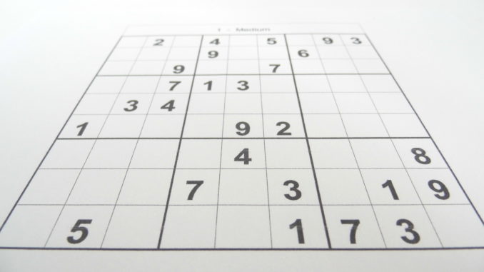 A medium sudoku puzzle at the beginning