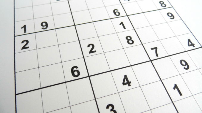 Close up of a hard sudoku puzzle