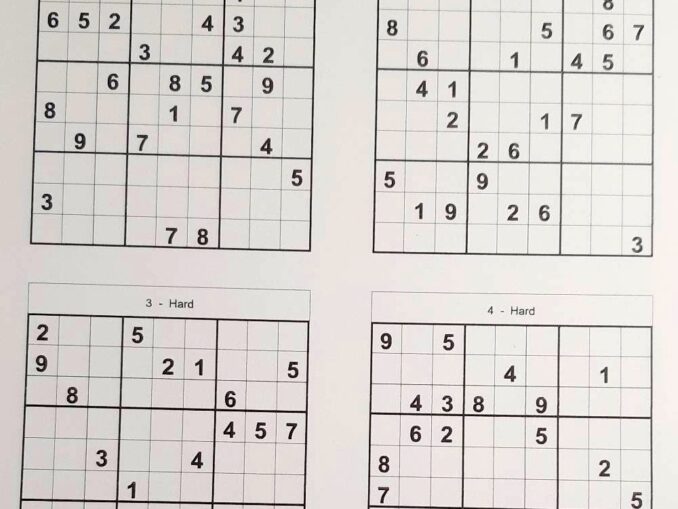 Medium Sudoku 6 Puzzles Per Page – Free Sudoku Puzzles